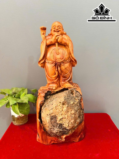 Tượng Phật Di Lặc Chúc Phúc Gỗ Hương Cao 61 Ngang 26 Sâu 20 (cm)