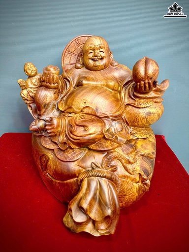 Tượng Phật Di Lặc Nhất Phúc Gỗ Hương Cao 41 Ngang 38 Sâu 32 (cm)
