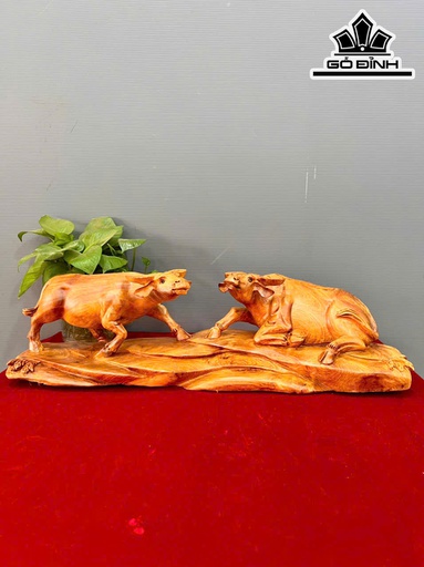 Tượng Trâu Gỗ Hương Cao 17 Ngang 60 Sâu 16 (cm)