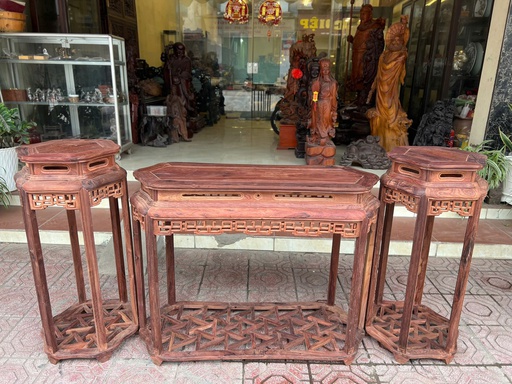 Bộ Bàn Đôn Lục Lăng Gỗ Cẩm - Đôn Cao 98 Mặt 43x38 (cm) - Bàn Cao 88 Dài 110 Sâu 38 (cm)