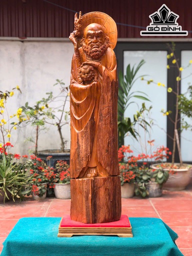 Tượng Đạt Ma Sư Tổ Gỗ Ngọc Am Cao 118 Ngang 31 Sâu 18 (cm)