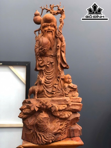 Tượng Ông Thọ Gỗ Hương Cao 74 Ngang 35 Sâu 25 (cm)