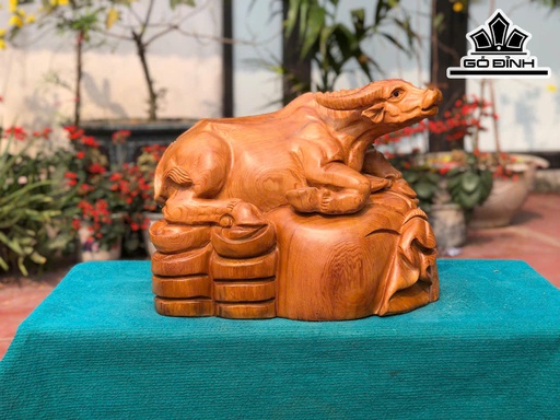 Tượng Trâu Gỗ Ngọc Am Cao 36 Ngang 45 Sâu 33 (cm)