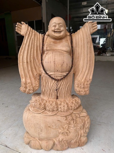 Tượng Phật Di Lặc Nghênh Hỷ Gỗ Ngọc Am Cao 83 Ngang 47 Sâu 21 (cm)