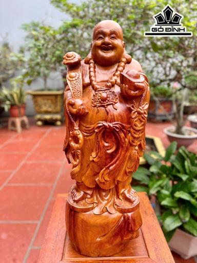Tượng Phật Di Lặc Gỗ Hương Cao 50 Ngang 19 Sâu 17 (cm)