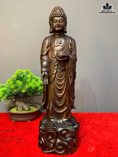 Tượng Phật A Di Đà Gỗ Trắc Cao 42 Ngang 12 Sâu 11 (cm)