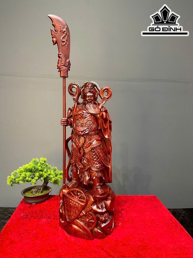 Tượng Quan Công Gỗ Tử Đàn Cao 60 Ngang 22 Sâu 18 (cm)