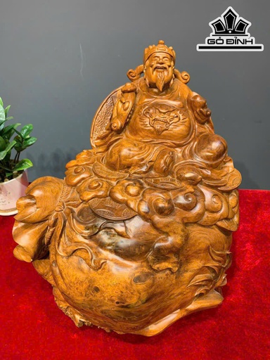Tượng Thần Tài Gỗ Nu Hương Cao 39 Ngang 39 Sâu 36 (cm)