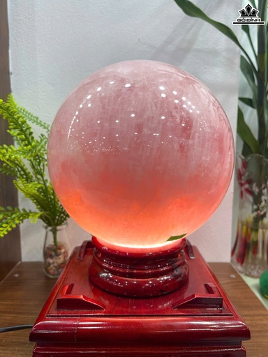 Bi Cầu Đá Thạch Anh Hồng Đường Kính 19,5 (cm) 12,2kg