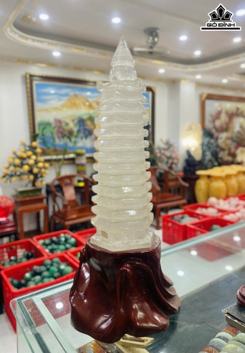 Tháp Văn Xương Đá Thạch Anh Trắng Cao 45 Ngang 15 (cm) 9,74kg