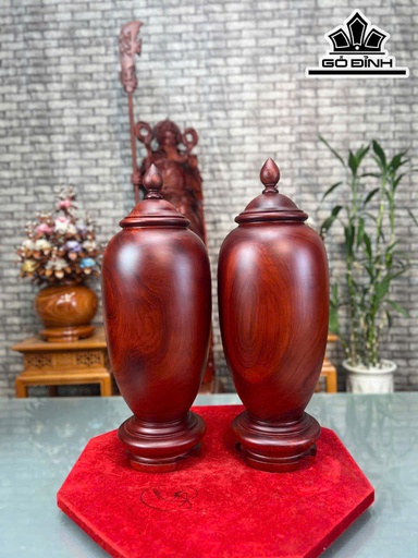 Cặp Chum Phú Quý Gỗ Tử Đàn Cao 48 Đường Kính 18 (cm)