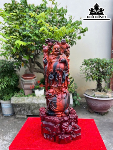 Tượng Phật Di Lặc Nhất Phúc Gỗ Trắc Cao 54 Ngang 20 Sâu 15 (cm)