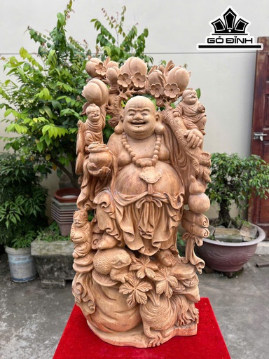 Tượng Phật Di Lặc Tam Phúc Gỗ Ngọc Am Cao 105 Ngang 48 Sâu 25 (cm)