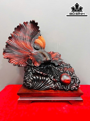 Tượng Cá Xiêm Gỗ Trắc Cao 50 Ngang 47 Sâu 28 (cm)