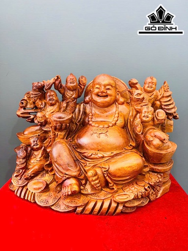 Tượng Phật Di Lặc Ngũ Phúc Gỗ Hương Cao 42 Ngang 63 Sâu 34 (cm)
