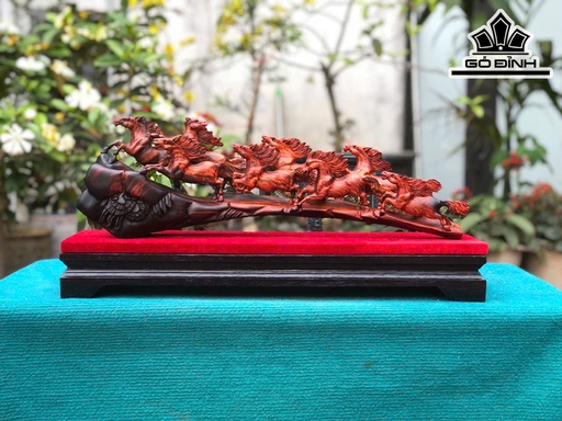 Tượng Bát Mã Gỗ Trắc Cao 26 Ngang 55 Sâu 12 (cm)