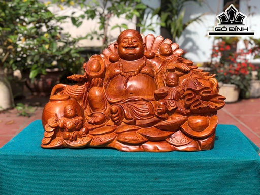 Tượng Phật Di Lặc Tam Phúc Gỗ Hương Cao 41 Ngang 62 Sâu 30 (cm)