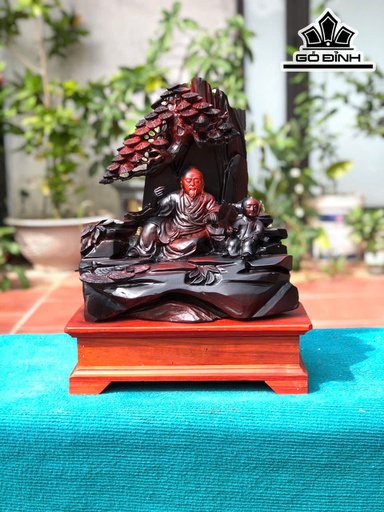 Tượng Thần Trà Gỗ Trắc Cao 36 Ngang 35 Sâu 17 (cm) - Cả Kỷ Cao 46 (cm)