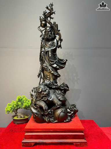 Tượng Đạt Ma Giáo Hóa Gỗ Mun Sừng Cao Cả Kỷ 95 Ngang 37 Sâu 32 (cm) - Kỷ Cao 10 (cm)