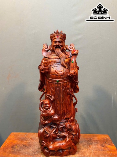 Tượng Thần Tài Gỗ Tử Đàn Cao 66 Ngang 24 Sâu 19 (cm)