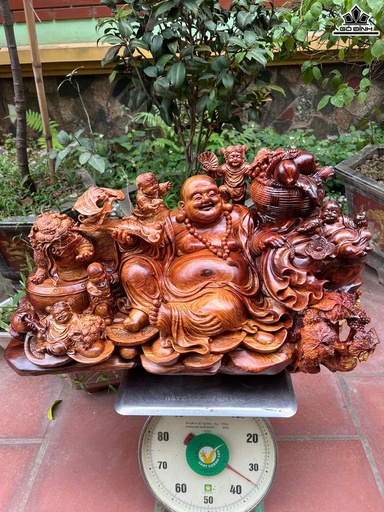 Tượng Phật Di Lặc Ngũ Phúc Gỗ Cẩm Cao 38 Ngang 68 Sâu 31 (cm)