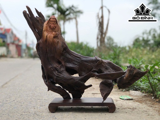 Tượng Đạt Ma Sư Tổ Gỗ Đinh Hương Cao 56 Ngang 59 Sâu 23 (cm)