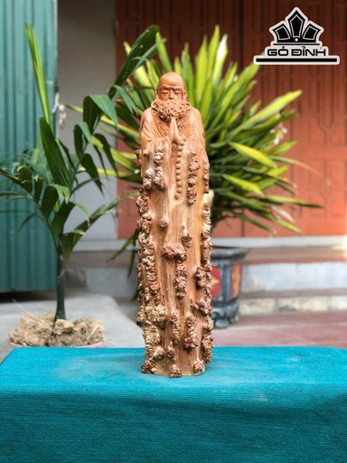 Tượng Đạt Ma Sư Tổ Gỗ Nu Dổi Cao 69 Ngang 19 Sâu 17 (cm)