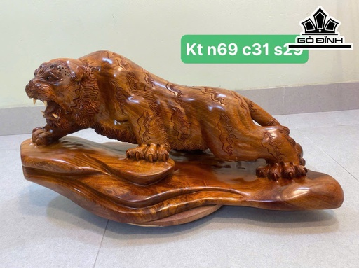 Tượng Hổ Phong Thủy Gỗ Hương Cao 69 Ngang 31 Sâu 29 (cm)