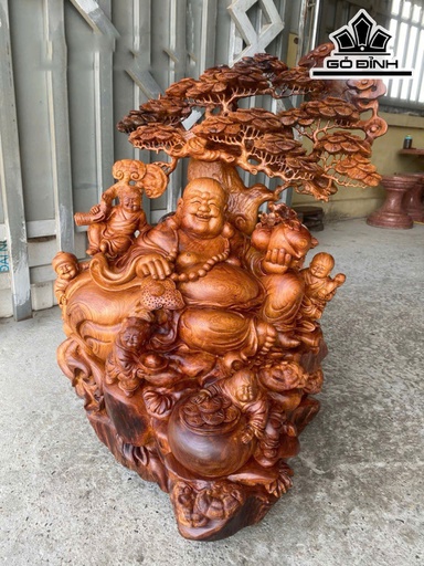 Tượng Phật Di Lặc Ngũ Phúc Gỗ Cẩm Cao 76 Ngang 50 Sâu 56 (cm)