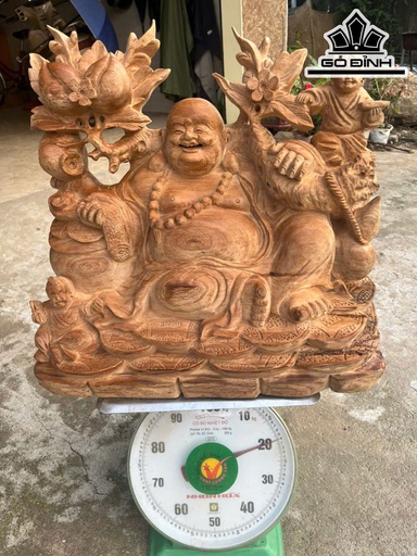 Tượng Phật Di Lặc Gỗ Ngọc Am Cao 46 Ngang 52 Sâu 25 (cm)