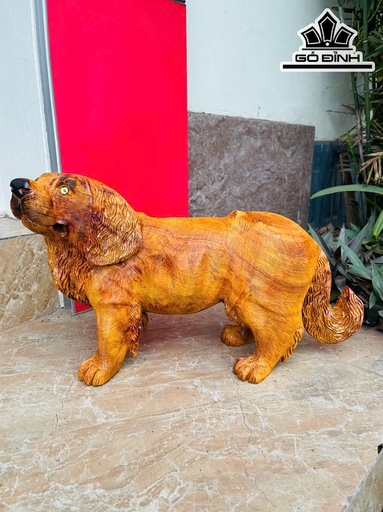Tượng Chó Gỗ Hương Cao 28 Ngang 48 Sâu 16 (cm) - 6kg