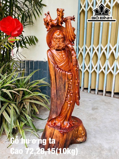 Tượng Đạt Ma Sư Tổ Gỗ Hương Cao 72 Ngang 28 Sâu 15 (cm) - 10kg
