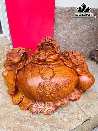 Tượng Tam Cóc Ngậm Tiền Gỗ Hương Cao 28 Ngang 45 Sâu 40 (cm) - 15kg
