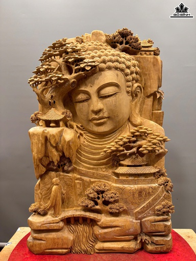Tượng Nhất Tâm Bái Phật Gỗ Ngọc Am Cao 73 Ngang 47 Sâu 15 (cm)