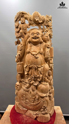 Tượng Phật Di Lặc Tam Phúc Gỗ Ngọc Am Cao 118 Ngang 50 Sâu 28 (cm) - 50kg