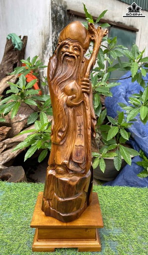 Tượng Ông Thọ Gỗ Bách Xanh Cao Cả Kỷ 63 Ngang 16 Sâu 15 (cm) - Kỷ Cao 10 (cm)