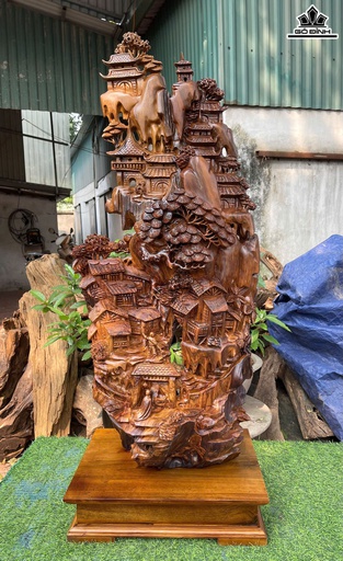 Tượng Tiểu Cảnh Gỗ Bách Xanh Cao Cả Kỷ 105 Ngang 45 Sâu 30 (cm) - Kỷ Cao 10 (cm)