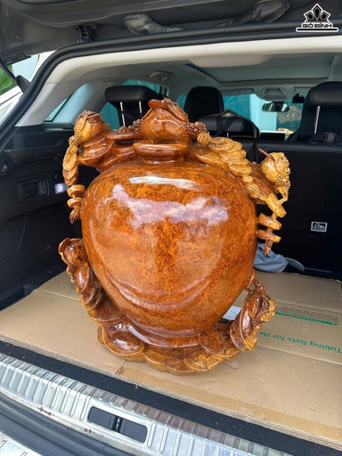 Tượng Tam Cóc Ngậm Tiền Gỗ Nu Hương Cao 60 Ngang 58 Sâu 30 (cm)