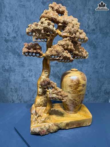 Bình Tùng Phú Quý Gỗ Nu Ngọc Am Cao 79 Ngang 48 Sâu 28 (cm)