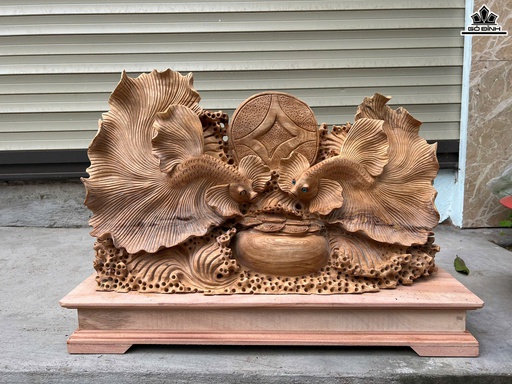 Tượng Cá Xiêm Gỗ Ngọc Am Cao 50 Ngang 67 Sâu 20 (cm)