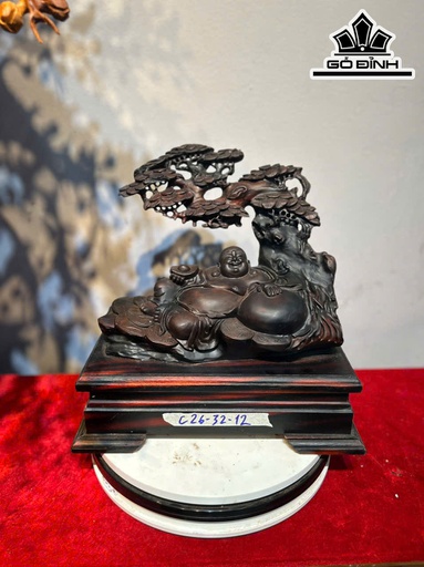 Tượng Phật Di Lặc Gỗ Trắc Cao 26 Ngang 32 Sâu 12 (cm)