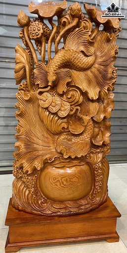 Tượng Cá Xiêm Gỗ Ngọc Am Cao Cả Kỷ 113 Ngang 51 Sâu 17 (cm) - Kỷ Cao 15 (cm)