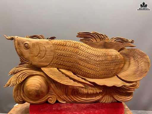 Tượng Cá Kim Long Gỗ Ngọc Am Cao 43 Ngang 83 Sâu 20 (cm) - 23kg