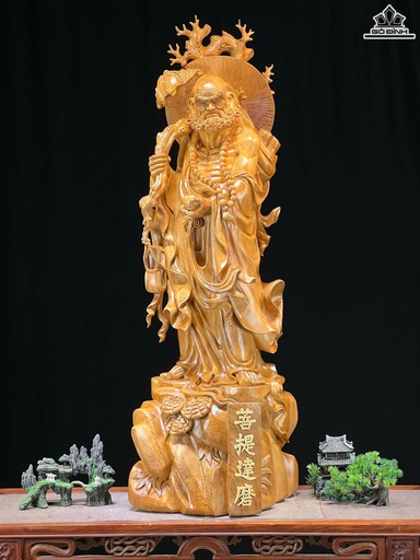 Tượng Đạt Ma Sư Tổ Gỗ Ngọc Am Cao 119 Ngang 41 Sâu 37 (cm)