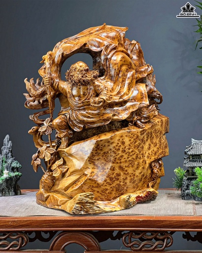 Tượng Đạt Ma Sư Tổ Gỗ Nu Ngọc Am Cao 46 Ngang 38 Sâu 25 (cm)