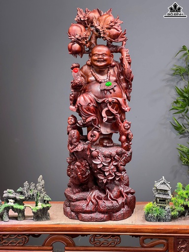 Tượng Phật Di Lặc Gỗ Tử Đàn Cao 80 Ngang 27 Sâu 25 (cm)