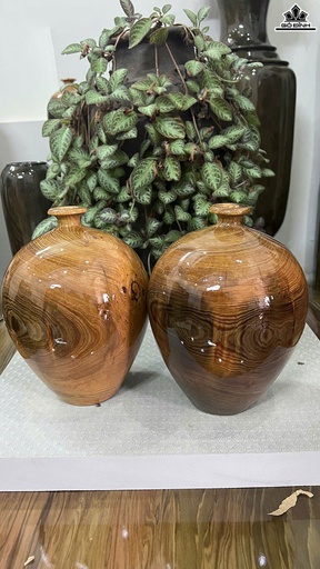 Cặp Chum Phú Quý Gỗ Thủy Tùng Cao 23 Đường Kính 17 (cm)