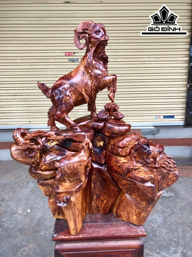 Tượng Tam Dương Khai Thái Gỗ Cẩm Cao 77 Ngang 63 Sâu 30 (cm)