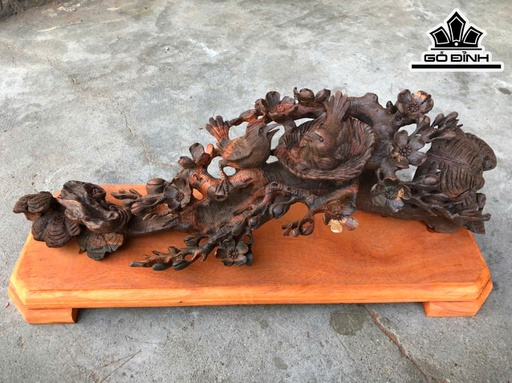 Tượng Tổ Chim Gỗ Trắc Cao 14 Ngang 50 Sâu 16 (cm) - Cả Kỷ Cao 18 (cm)