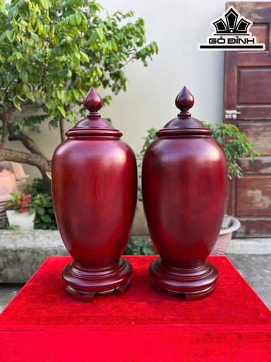 Cặp Chum Phú Quý Gỗ Tử Đàn Cao 52 Đường Kính 22 (cm)